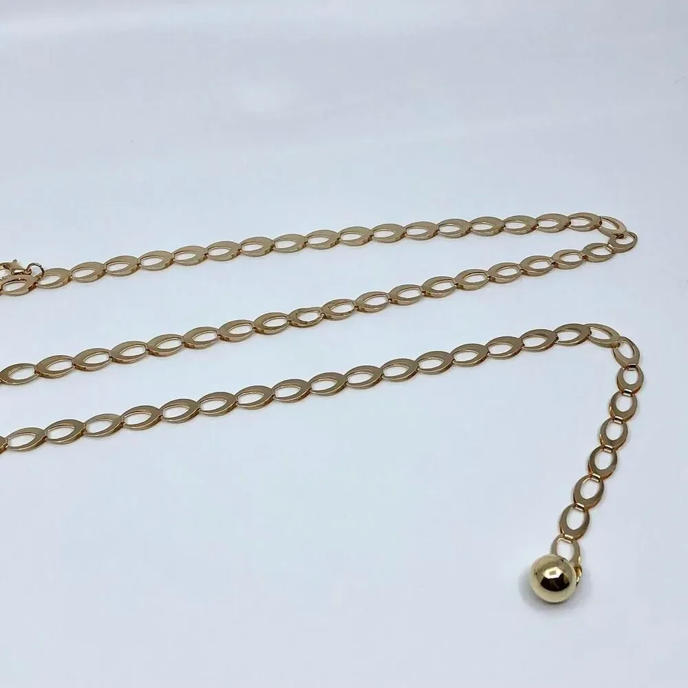 Y2K Minimalist Gold Oval Link Chain Belt, Fits Up to 42.5 Inches, X7GA1184